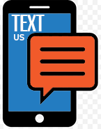 cell phone graphic: text us